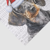 Kerstman Draadharige Doxie Hond Kerstfeest Tissuepapier (Detail)