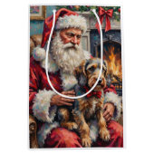 Kerstman Draadharige Pointing Griffon Kerstmis Medium Cadeauzakje (Voorkant)