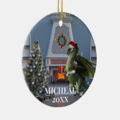 Kerstman Draak Boom Open Haard Scene Keramisch Ornament (Rechts)