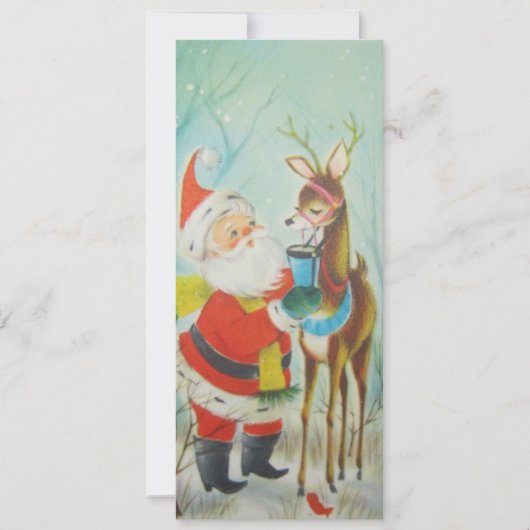 kerstman Drink cacao met rendiervis Feestdagenkaart (Voorkant)