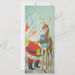 kerstman Drink cacao met rendiervis Feestdagenkaart