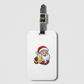 Kerstman Drinkende Bier Kerst Grafiek Bagagelabel (Voorkant (verticaal))