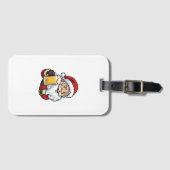 Kerstman Drinkende Bier Kerst Grafiek Bagagelabel (Voorkant (horizontaal))