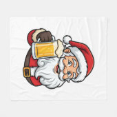 Kerstman Drinkende Bier Kerst Grafiek Fleece Deken (Voorkant (Horizontaal))