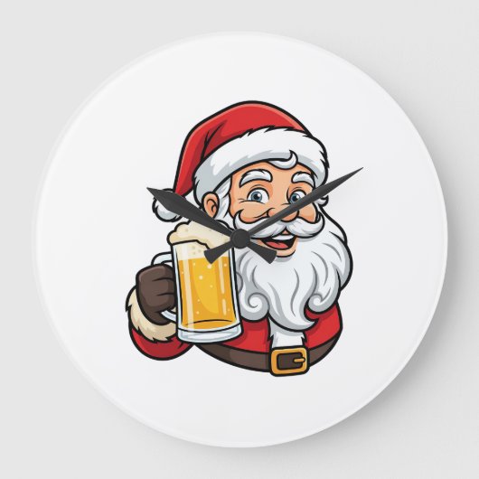 Kerstman Drinkende Bier Kerst Grafiek Grote Klok (Voorkant)