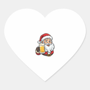 Kerstman Drinkende Bier Kerst Grafiek Hart Sticker