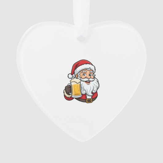 Kerstman Drinkende Bier Kerst Grafiek Ornament (voorkant)