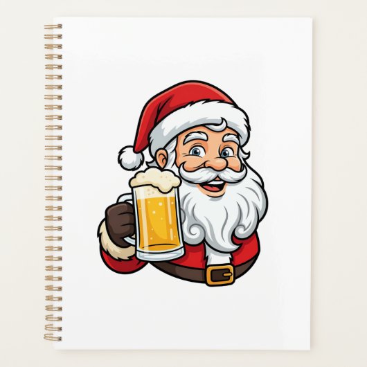 Kerstman Drinkende Bier Kerst Grafiek Planner (Voorkant)