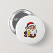 Kerstman Drinkende Bier Kerst Grafiek Ronde Button 5,7 Cm (Voorkant /achterkant)