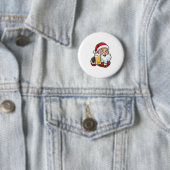 Kerstman Drinkende Bier Kerst Grafiek Ronde Button 5,7 Cm (In situ)