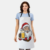 Kerstman Drinkende Bier Kerst Grafiek Schort (Gedragen)