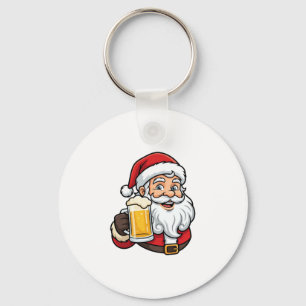 Kerstman Drinkende Bier Kerst Grafiek Sleutelhanger