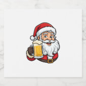 Kerstman Drinkende Bier Kerst Grafiek Sparkling Wijnetiket (Enkel label)