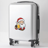 Kerstman Drinkende Bier Kerst Grafiek Sticker (Koffer)