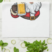 Kerstman Drinkende Bier Kerst Grafiek Theedoek (Gevouwen)