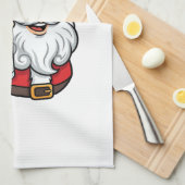 Kerstman Drinkende Bier Kerst Grafiek Theedoek (Quarter Fold)