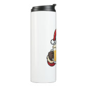 Kerstman Drinkende Bier Kerst Grafiek Thermosbeker (Gedraaid links)