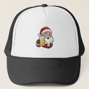 Kerstman Drinkende Bier Kerst Grafiek Trucker Pet