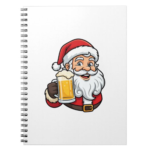 Kerstman Drinkende Bier Kerst Grafisch Notitieboek (Voorkant)