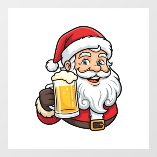 Kerstman Drinkende Bier Kerst Grafisch Raamsticker (Vel)