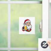 Kerstman Drinkende Bier Kerst Grafisch Raamsticker (Huis)