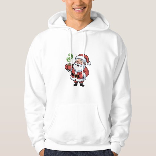 Kerstman drinkt een Matcha Kerstmis Hoodie (Voorkant)