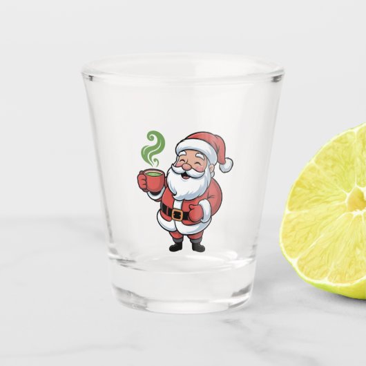 Kerstman drinkt een Matcha Kerstmis Shot Glas (Voorkant)