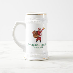 Kerstman drinkt vintage bier bierpul