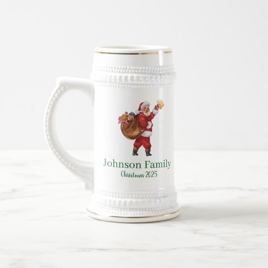 Kerstman drinkt vintage bier  bierpul (Links)