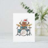 Kerstman Drummer Grappig Kerstfeest Rock Kerstmis Briefkaart (Staand voorkant)