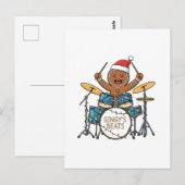 Kerstman Drummer Grappig Kerstfeest Rock Kerstmis Briefkaart (Voorkant / Achterkant)