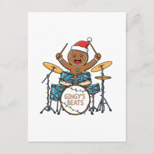 Kerstman Drummer Grappig Kerstfeest Rock Kerstmis Briefkaart