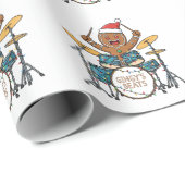 Kerstman Drummer Grappig Kerstfeest Rock Kerstmis Cadeaupapier (Rol Hoek)
