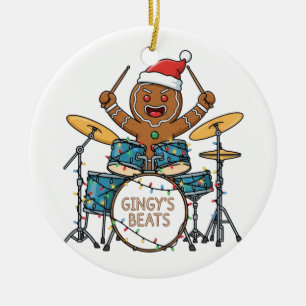 Kerstman Drummer Grappig Kerstfeest Rock Kerstmis Keramisch Ornament