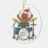 Kerstman Drummer Grappig Kerstfeest Rock Kerstmis Keramisch Ornament (Links)