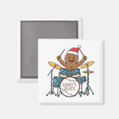 Kerstman Drummer Grappig Kerstfeest Rock Kerstmis Magneet (Voorkant / Achterkant)