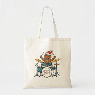 Kerstman Drummer Grappig Kerstfeest Rock Kerstmis Tote Bag