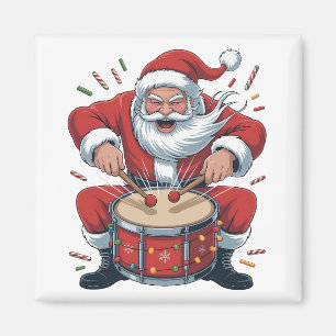 Kerstman drumt Kerst drummer Xmas Magneet