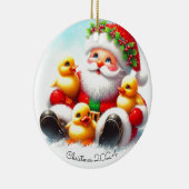 Kerstman Ducklings Kerstversiering Keramisch Ornament (Rechts)