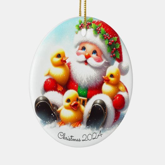 Kerstman Ducklings Kerstversiering Keramisch Ornament (Rechts)