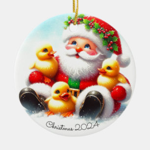 Kerstman Ducklings Kerstversiering Keramisch Ornament