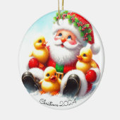 Kerstman Ducklings Kerstversiering Keramisch Ornament (Links)