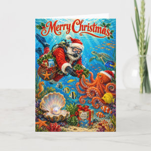 Kerstman Duiken Feestdagen Kaart