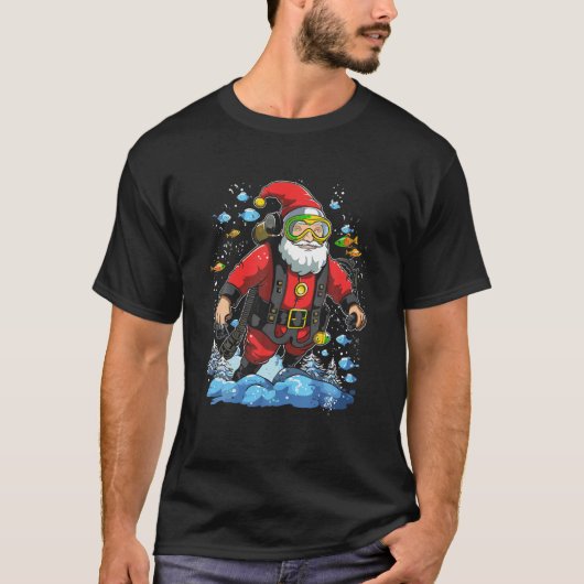 Kerstman duiker duiken in het Zee liefde T-shirt (Voorkant)