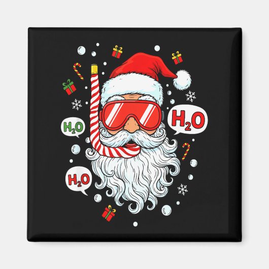 Kerstman Duikuitrusting Grappige Duiker Kerstmis Magneet (Voorkant)