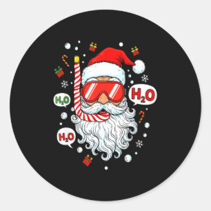 Kerstman Duikuitrusting Grappige Duiker Kerstmis Ronde Sticker