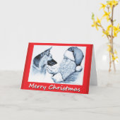 Kerstman Duitse Herder en Kerstman Kaart (Gele Bloem)