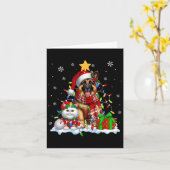 Kerstman Duitse Herder met Elf Kat Kerstlicht Kaart (Gele Bloem)