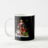 Kerstman Duitse Herder met Elf Kat Kerstlicht Koffiemok (Links)