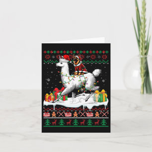 Kerstman Duitse Herder Ridding Llama Kerst Zweet Kaart
